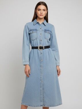 Zara | Dresses | Zara Long Denim Dress | Poshmark
